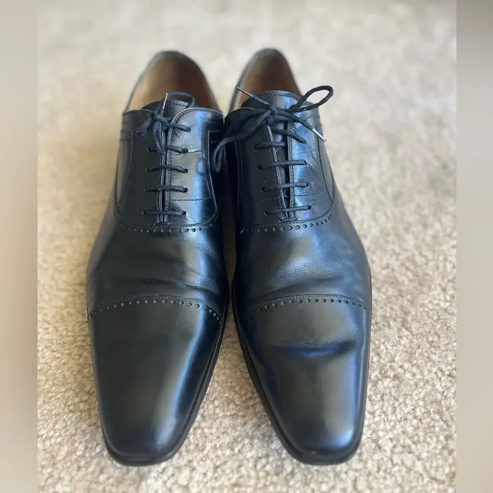 Magnanni made in Spain black Oxford shoes preppy office luxury size 13